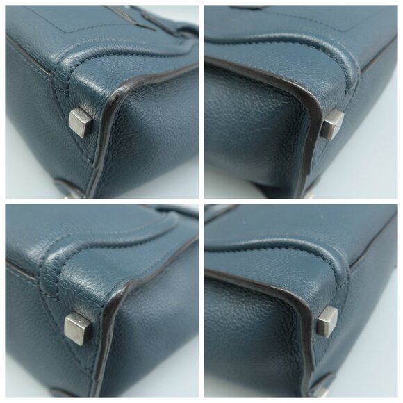 CELINE Luggage Blue Leather Satchel